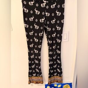 Mudd Black Elephant Print Bell Bottoms